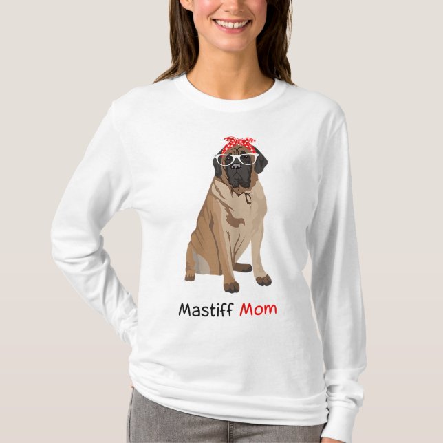 Camiseta Mastiff Mamá Perro Bandana Pet Lover Regalo Mujere (Anverso)