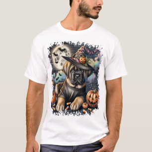 Camiseta Mastiff Perro Halloween Cuadrado