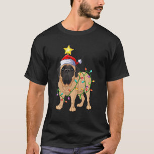 Camiseta Mastiff Perro Xmas Arbol Luminoso Mastiff Ch