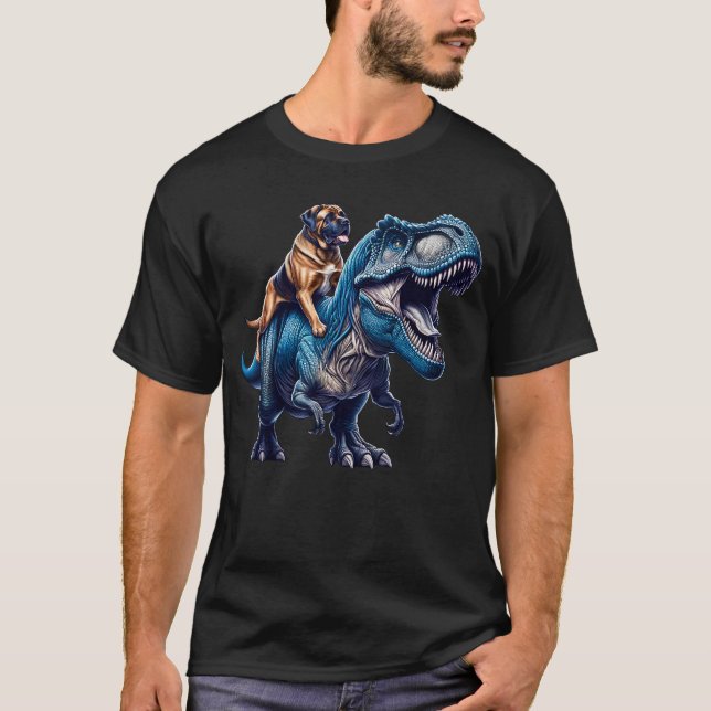 Camiseta Mastiff Riding Dinosaur Lover (Anverso)