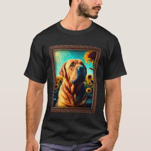 Camiseta Mastín Español Pintura Flor de Girasol Madre Mujer