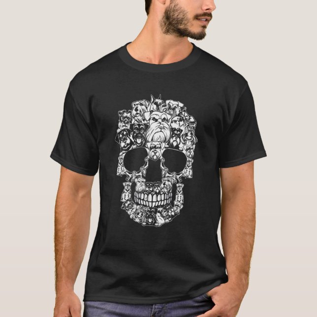 Camiseta Matanza de la cabeza de cráneo de perro Schnauzer  (Anverso)