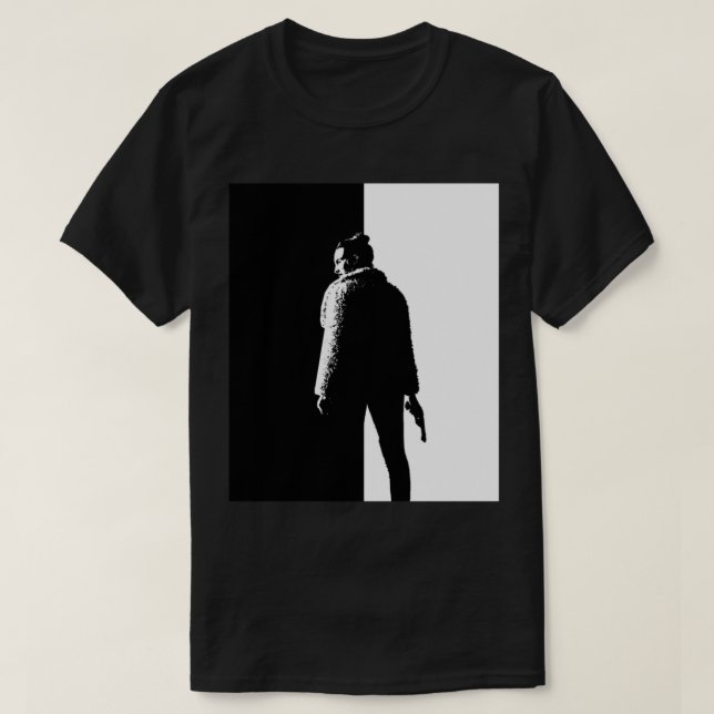 Camiseta Matar a Eve Figura simple en blanco y negro (Diseño del anverso)