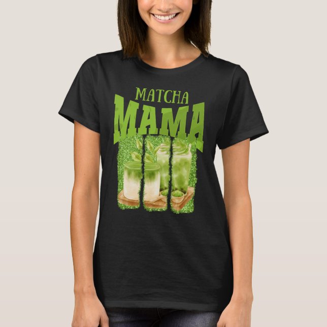 Camiseta MATCHA MAMA Purpurina Verde Brote de pincel (Anverso)