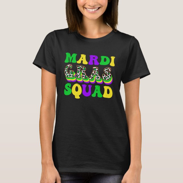 Camiseta Matchi Retro Mardi Gras Squad Leopard Print Family (Anverso)