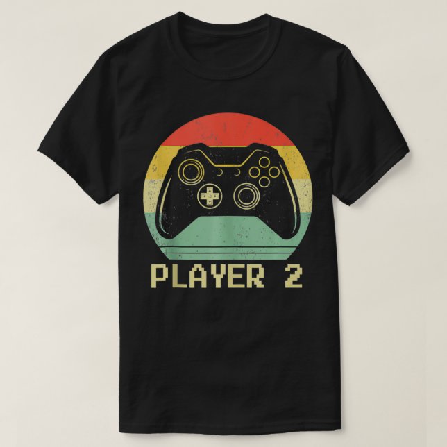 Camiseta Matching Gamer Couple Player 2 Player 1 Video Game (Diseño del anverso)