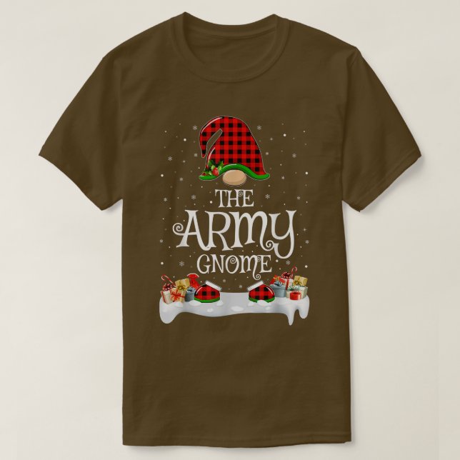 Camiseta Matching Red Buffalo Plaid The Army Gnome Christma (Diseño del anverso)
