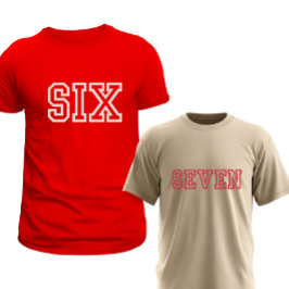 Camiseta Matching Six and Seven Font Based Couple T-Shirt