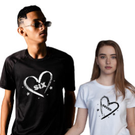 Camiseta Matching Six and Seven Heart Couple T-Shirt