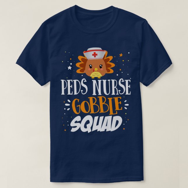 Camiseta Matching Thanksgiving PEDS Nurse Gobble Squad Pedi (Diseño del anverso)