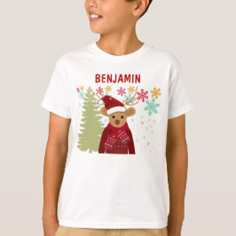 Camiseta Matching Trendy Cute Red Nose Reindeer Christmas