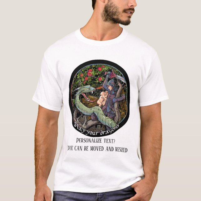Camiseta MATE SUS DRAGONES, arte medieval, Jordania (Anverso)
