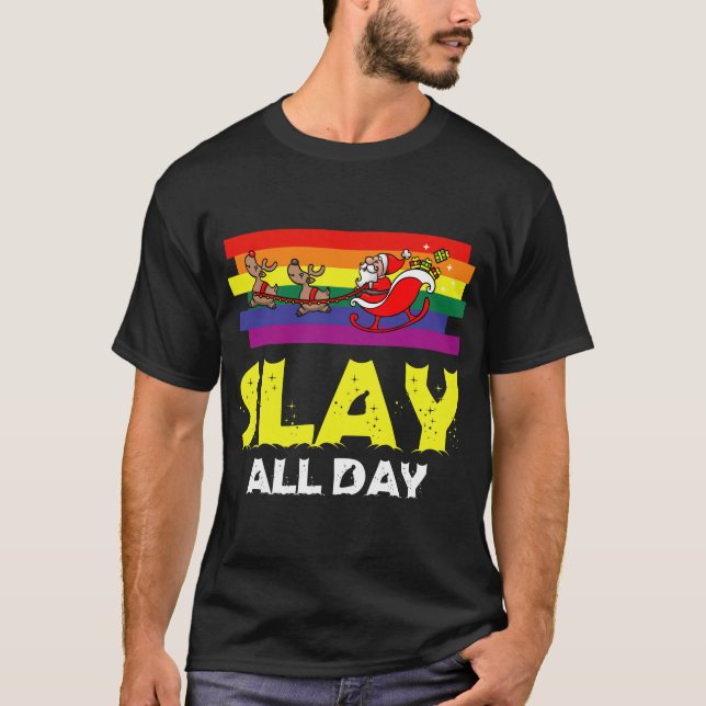 Camiseta Mate todo el día el navidad divertido del gay del (Anverso)