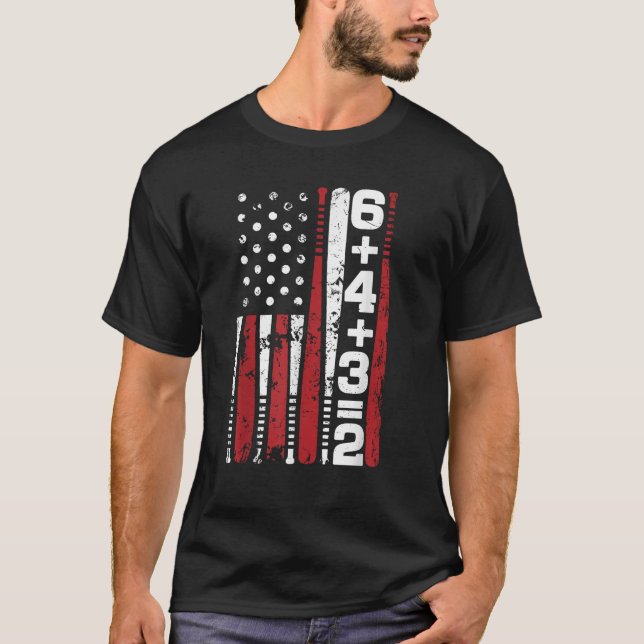Camiseta Matemáticas de Béisbol 6 4 3 2 (Anverso)