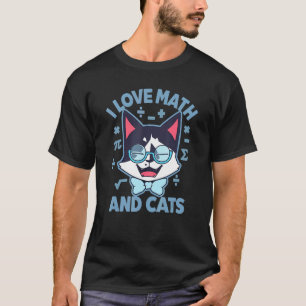 Camiseta Matemáticas  Me encanta las matemáticas y los gato
