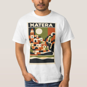 Camiseta Matera Italia Bauhaus Geométrico Viajes