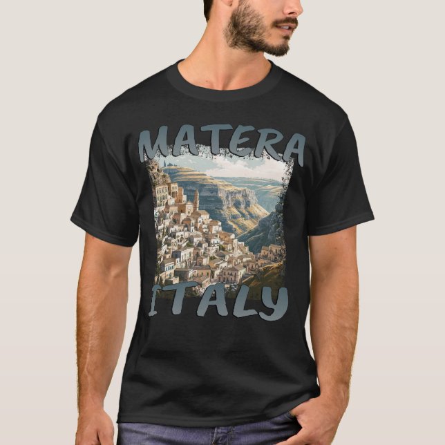 Camiseta Matera Italia: El casco antiguo de Grunge entre la (Anverso)