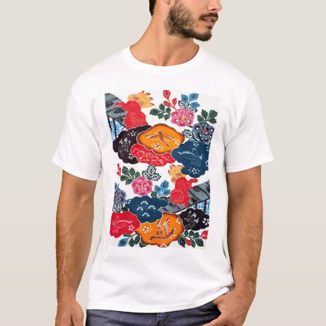 Camiseta Materia textil japonesa del kimono del vintage (Anverso)