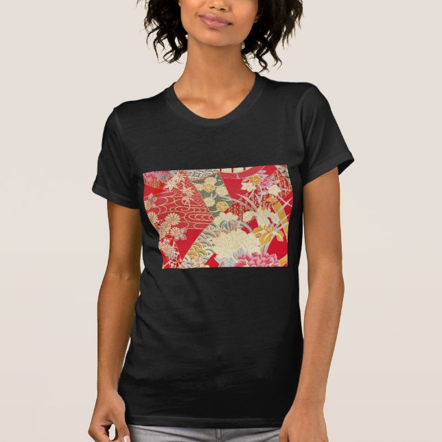 Camiseta Materia textil japonesa del KIMONO, estampado de (Anverso)