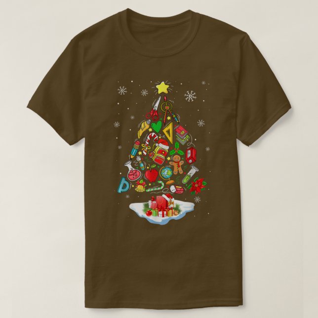 Camiseta Material de la escuela de árbol de Navidad que coi (Diseño del anverso)