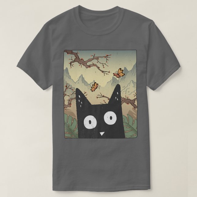 Camiseta Material gráfico Kawaii Cat Cherry Blossom Aesthet (Diseño del anverso)