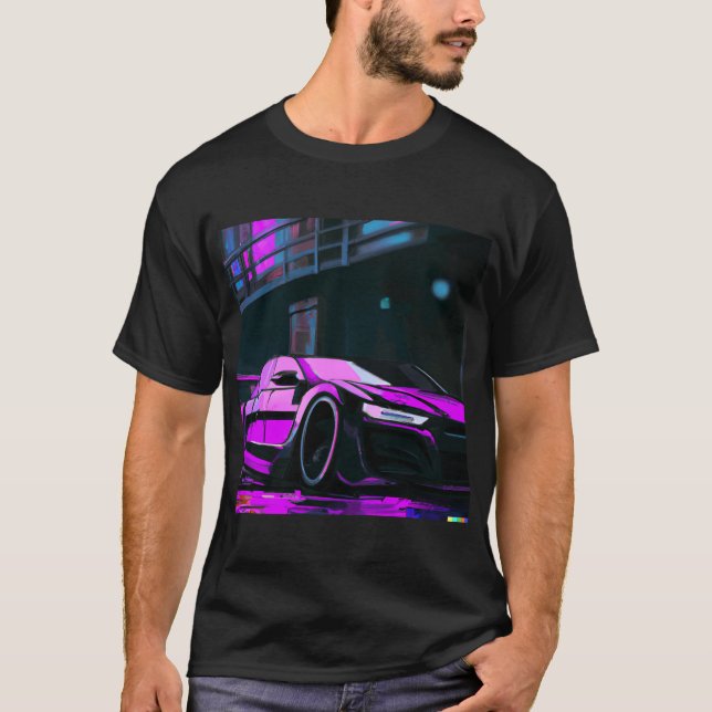 Camiseta Material gráfico original de Synthwave Sportscar (Anverso)