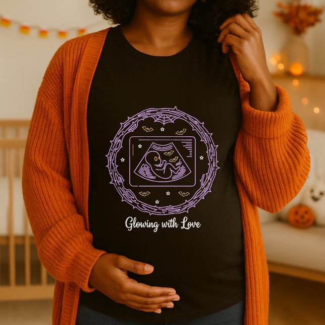 Camiseta Maternidad de Halloween resplandeciente con amor (Subido por el creador)