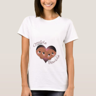 Camiseta Maternidad divertida - Dos problemas de corazón en