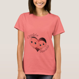 Camiseta Maternidad divertida - Dos problemas de corazón en