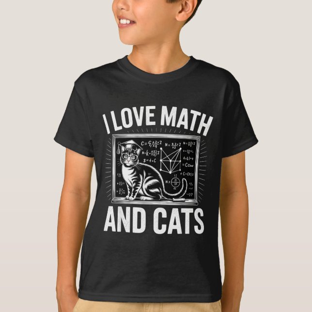 Camiseta Math Cat Lover Funny Math Teacher I Love Math And  (Anverso)