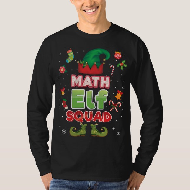 Camiseta Math Elf Squad Navidades a profesor de Santa Hat (Anverso)