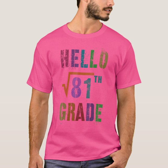 Camiseta Math Hello 9º Grado Raíz cuadrada 81 Stud Teacher  (Anverso)