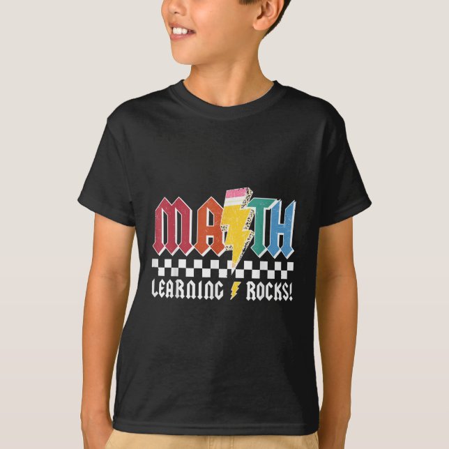 Camiseta Math Learning Rocks Abcd Teacher Rock &amp; Roll B (Anverso)