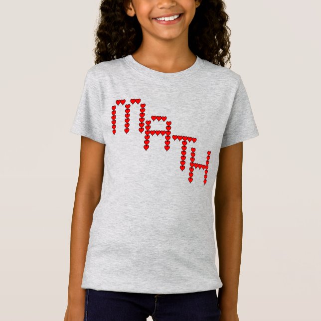 Camiseta Math Red Hearts Text (Anverso)