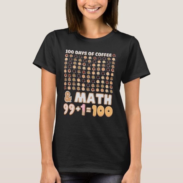 Camiseta Math Teacher 100th Day Of School Ecuations Coffee (Anverso)