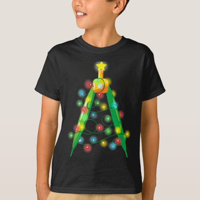 Camiseta Math Teacher Comp Christmas Tree Lights School Geo (Anverso)