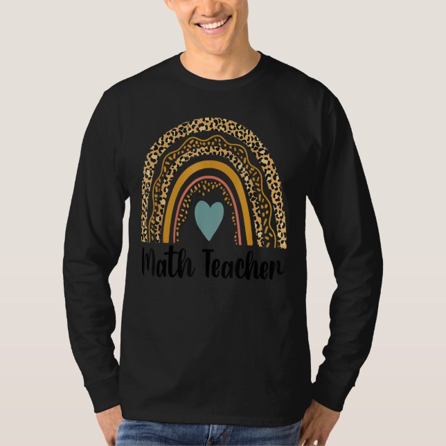 Camiseta Math Teacher Leopard Rainbow Back To School Teache (Anverso)