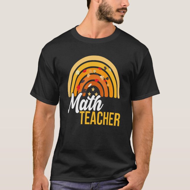 Camiseta Math Teacher Rainbow Cute Educator Cae En Otoño Qu (Anverso)