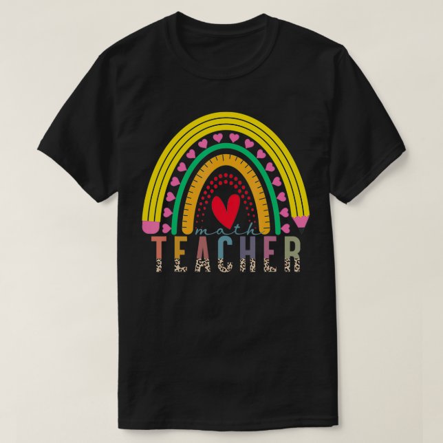 Camiseta Math Teacher with Rainbow Graphic Design Back To S (Diseño del anverso)