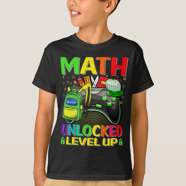 Camiseta Math Unlocked Level Up Video Game Back To School (Anverso)
