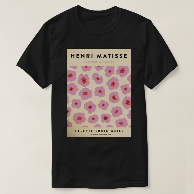 Camiseta Matisse digital de flores rosas (Diseño del anverso)