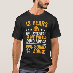 Camiseta matrimonio 12 años aniversario boda para el marido