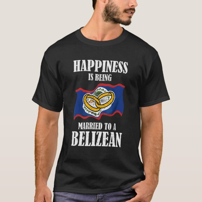 Camiseta Matrimonio beliceño Belice Bandera Casada Cultu (Anverso)