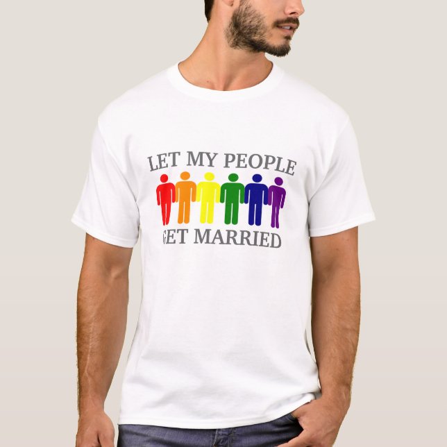 Camiseta Matrimonio gay Dejemos que mi gente se case (Anverso)