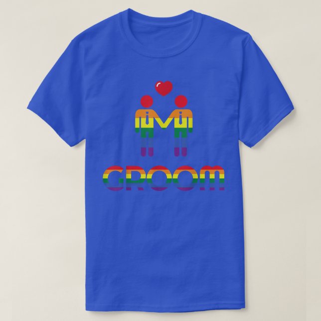 Camiseta Matrimonio gay masculino para hombres arcoíris (Diseño del anverso)