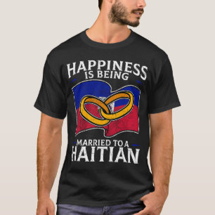 Camiseta Matrimonio haitiano Haití matrimonio con bandera d