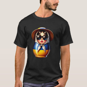 Camiseta Matrjoshka de Ucrania con gafas de sol para ucrani