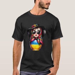 Camiseta Matrjoshka de Ucrania con gafas de sol para ucrani