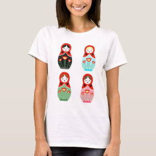 Camiseta Matryoshka Muñecas rusas nidificando muñecas Babus