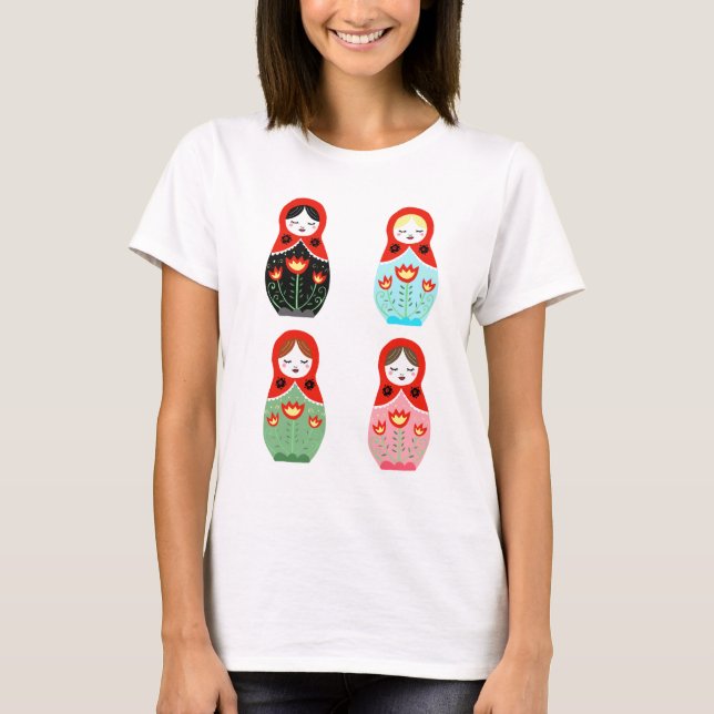 Camiseta Matryoshka Muñecas rusas nidificando muñecas Babus (Anverso)